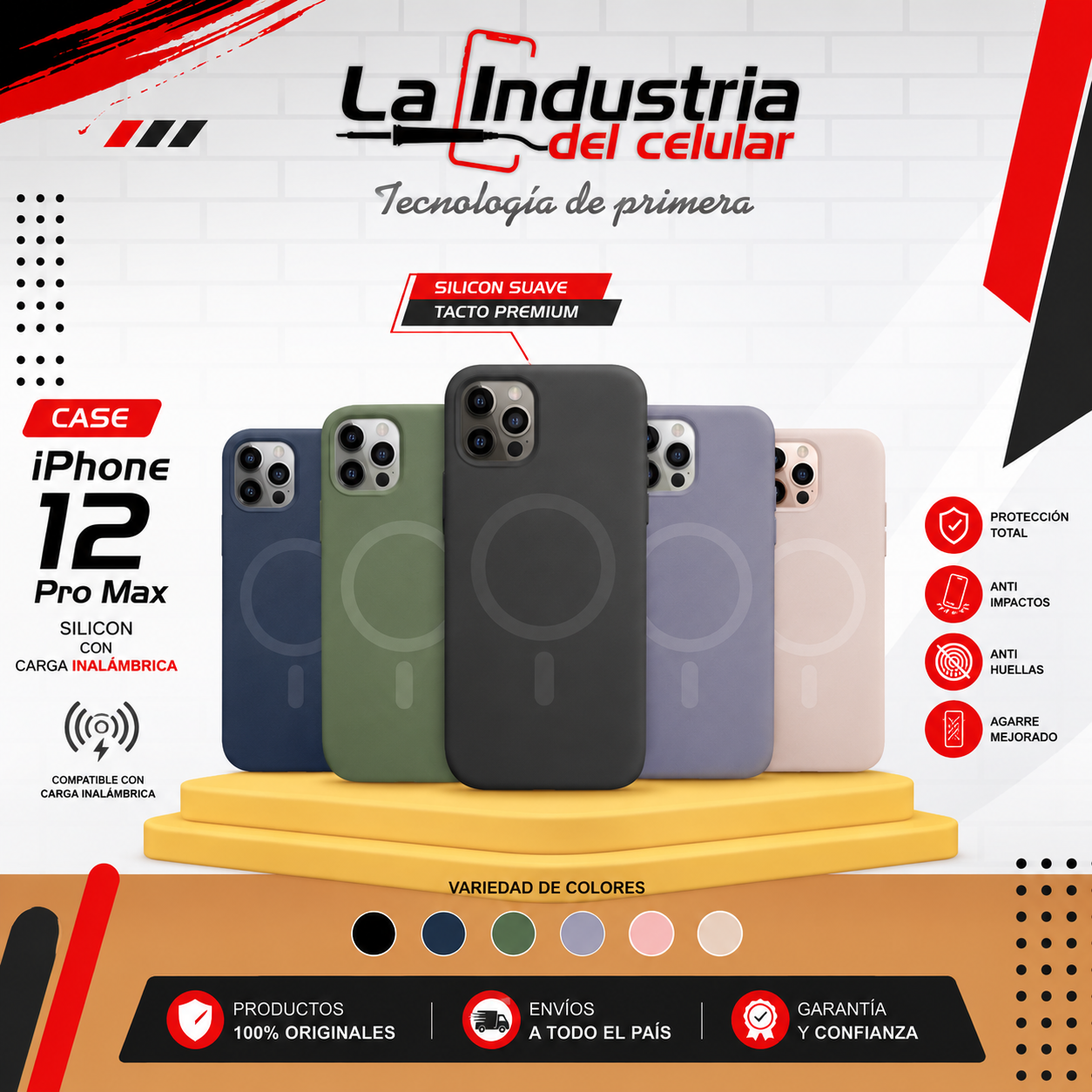 Apple case iPhone 12 pro max silicon carga inalambrica 1007 1033